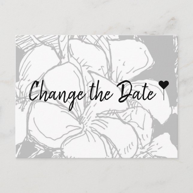 Simple Bohemian Script Floral Change the Date Postcard (Front)
