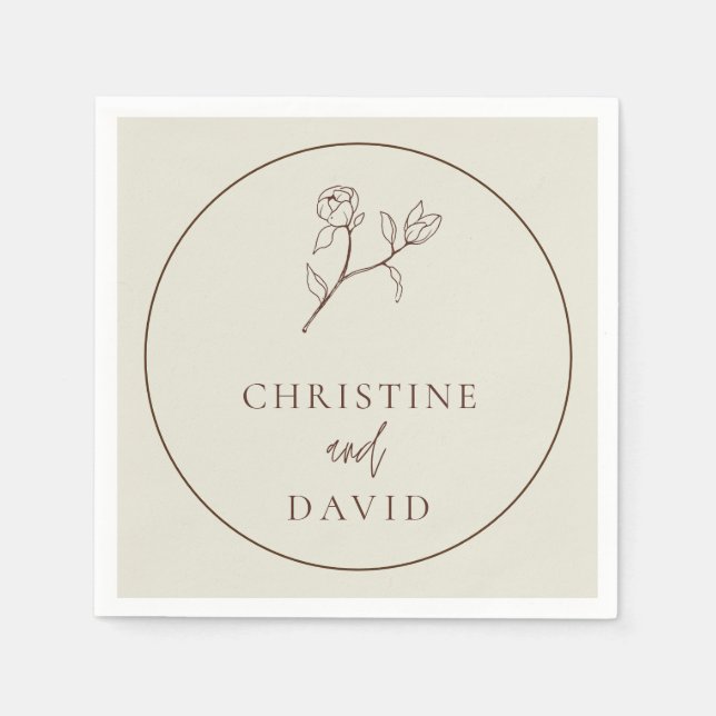 Simple Bohemian Wedding floral beige Napkins (Front)