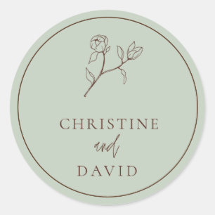 Simple Bohemian Wedding floral  Classic Round Stic Classic Round Sticker