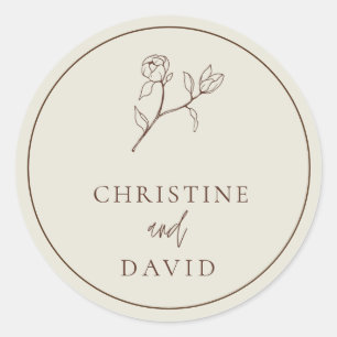 Simple Bohemian Wedding floral  Classic Round Sticker