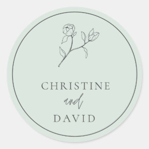 Simple Bohemian Wedding Floral Sage  Classic Round Sticker