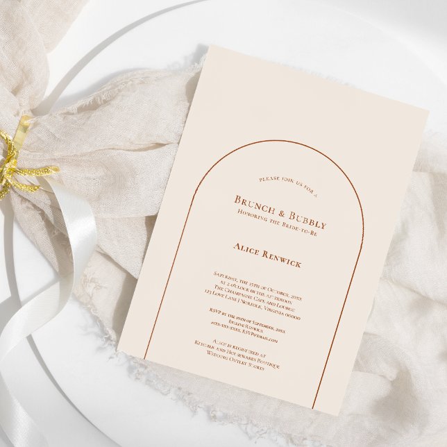 Simple Boho Arch Ivory Bridal Brunch and Bubbly Invitation (Creator Uploaded)