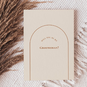 Simple Boho Arch Ivory Groomsman Proposal Card