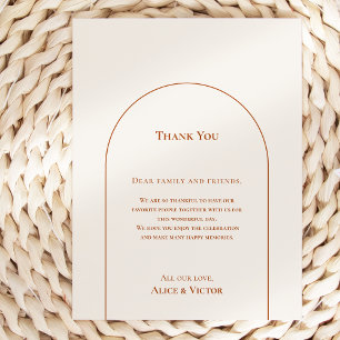 Simple Boho Arch Ivory Reception Thank You Card