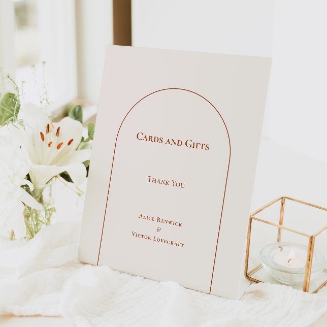 Simple Boho Arch Ivory Wedding Cards and Gifts Pedestal Sign (Creator Uploaded)