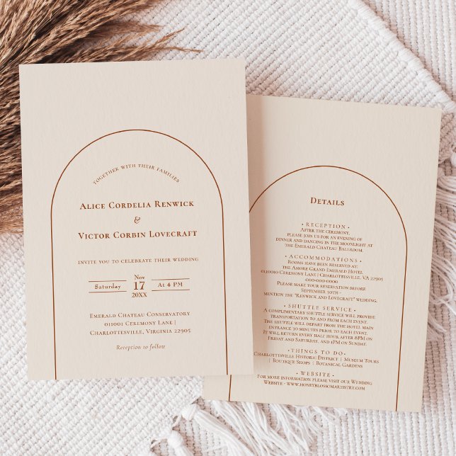 Simple Boho Arch Ivory Wedding Details and Invitation (Creator Uploaded)