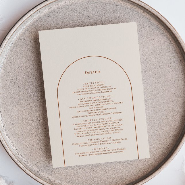 Simple Boho Arch Ivory Wedding Details Enclosure Card (Creator Uploaded)