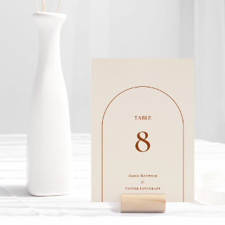 Simple Boho Arch Ivory Wedding Table Number