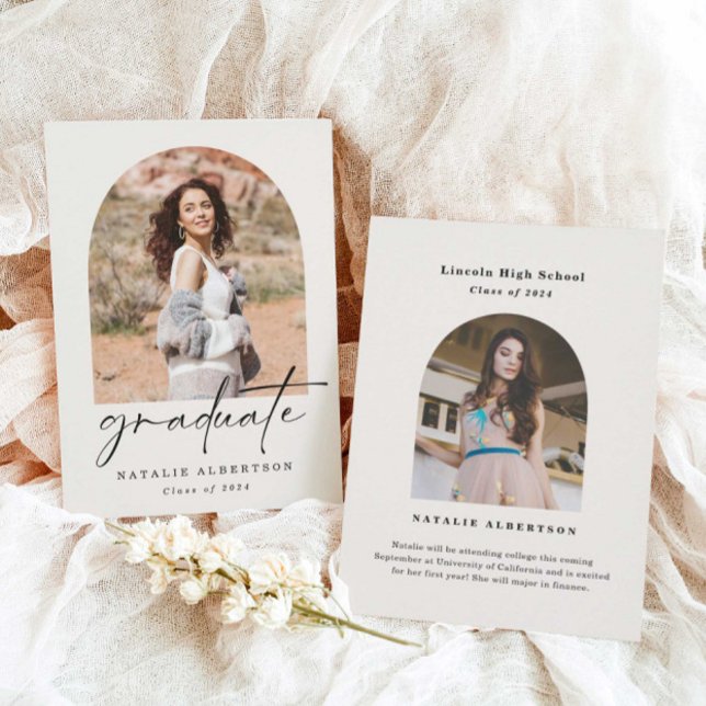 Simple Boho Arch Photo Graduation Announcement (Creator Uploaded)