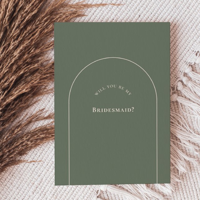 Simple Boho Arch Sage Bridesmaid Proposal Card (Creator Uploaded)