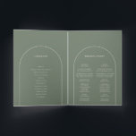 Simple Boho Arch Sage Green Wedding Folded Programme<br><div class="desc">This Simple Boho Arch Sage Green Wedding Folded Program design features a sophisticated muted palette of neutral ivory paired with gorgeous mix and match options of rust terracotta, sage green, and plum. The understated elegance of simple typography and gentle arches creates a soothing and polished aesthetic with classic minimalist styling....</div>