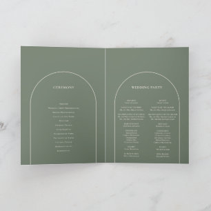 Simple Boho Arch Sage Green Wedding Folded Programme