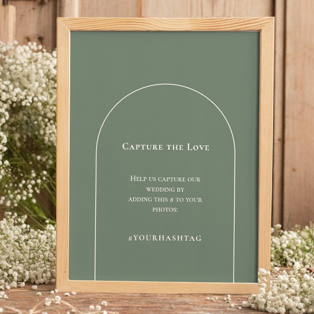 Simple Boho Arch Sage Green Wedding Hashtag Poster (Creator Uploaded)