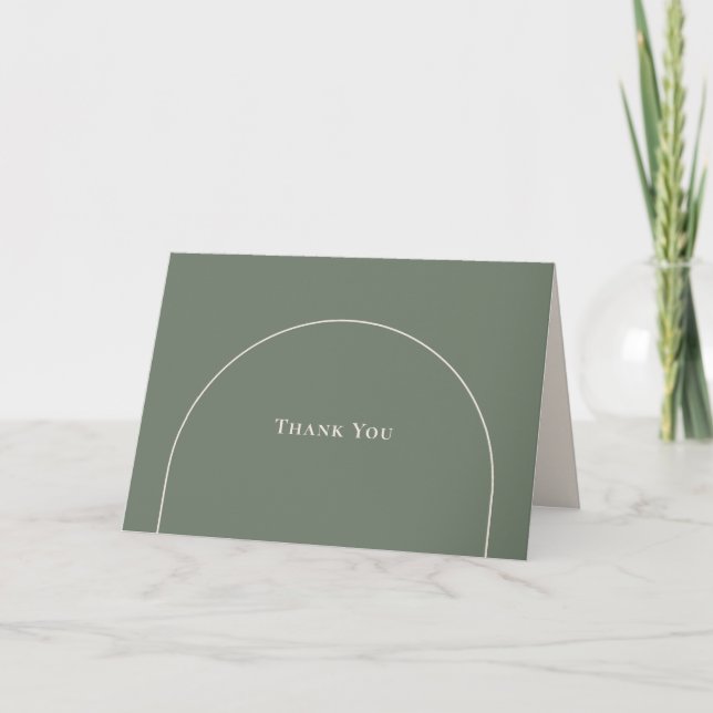 Simple Boho Arch Sage Green Wedding Thank You Card (Front)