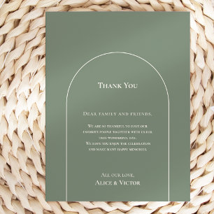 Simple Boho Arch Sage Reception Thank You Card