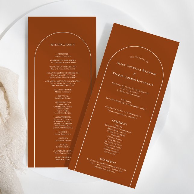 Simple Boho Arch Terracotta Wedding Flat Programme (Creator Uploaded)