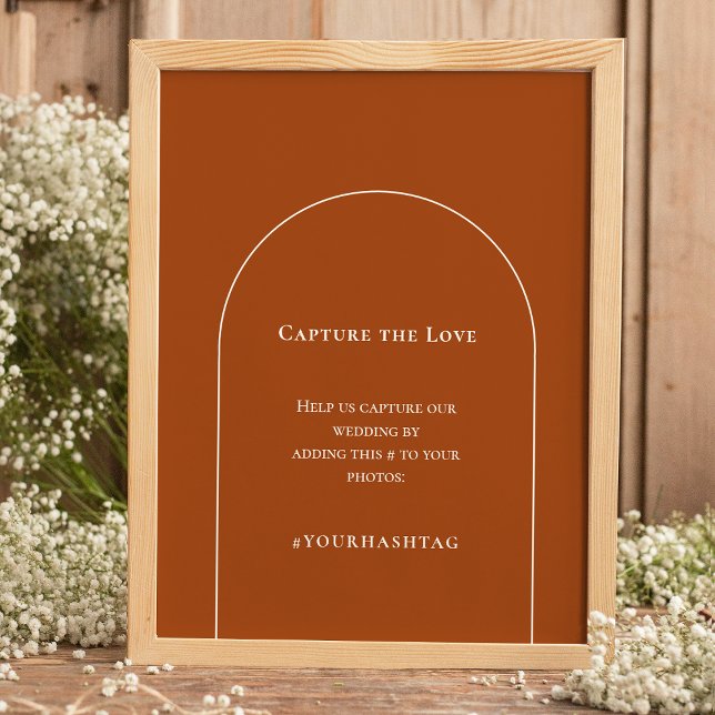 Simple Boho Arch Terracotta Wedding Hashtag Poster (Creator Uploaded)