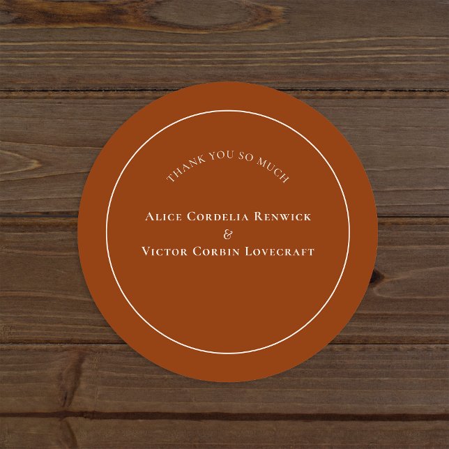 Simple Boho Arch Terracotta Wedding Thank You Classic Round Sticker (Creator Uploaded)
