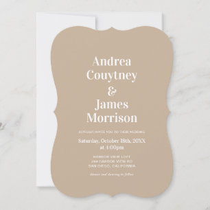 Simple Boho Beige Photo Wedding Invitation