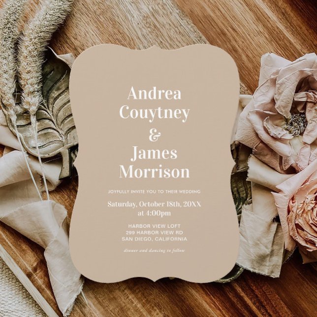 Simple Boho Beige Photo Wedding Invitation (Creator Uploaded)