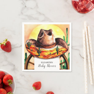 Simple Boho Boot Cowboy Baby Shower Napkin