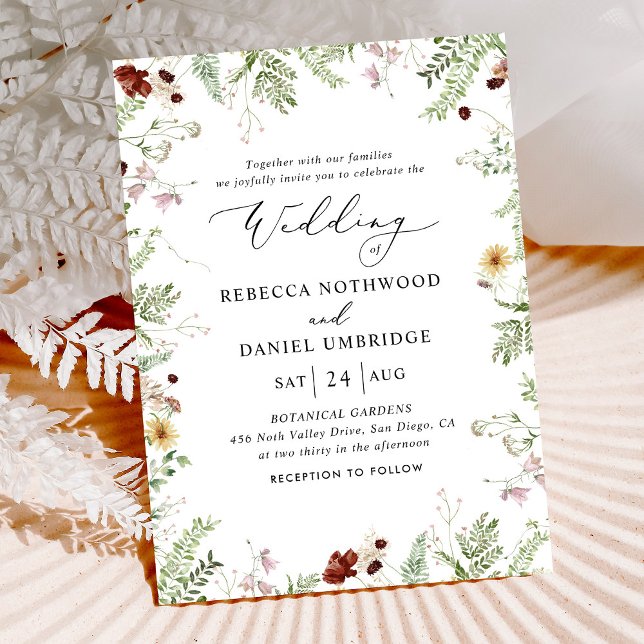Simple Boho Botanical Wedding Invitation (Creator Uploaded)