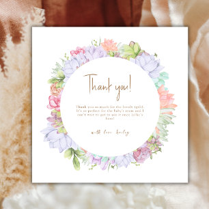 Simple Boho Cactus Desert Baby Shower  Thank You Card