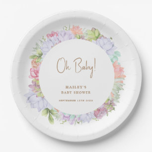Simple Boho Cactus Desert Oh Baby Shower  Paper Plate
