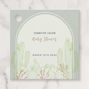 Simple Boho Cactus Line Art Arch Baby Shower Favour Tags