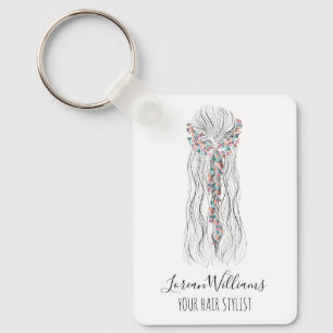 Simple Boho Chic Wedding Hair Stylist Romantic QR Key Ring