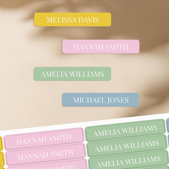 Simple Boho Colour Kids Waterproof Name Labels (Creator Uploaded)