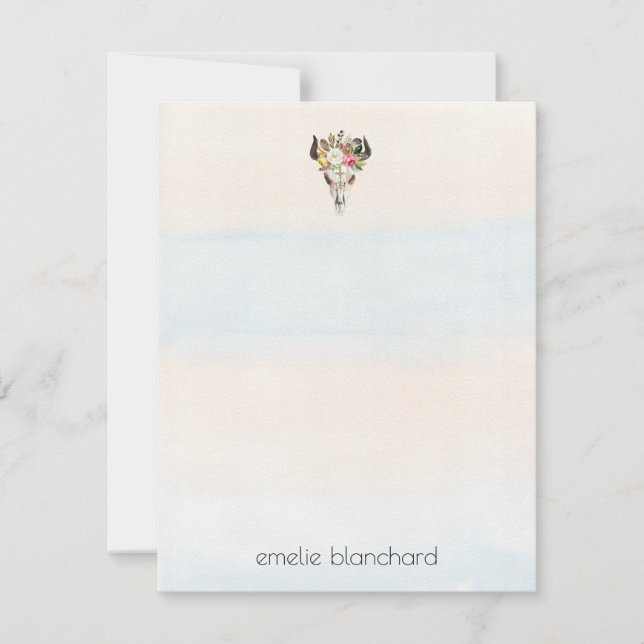 Simple Boho Cow Skull Personalised Card (Front)
