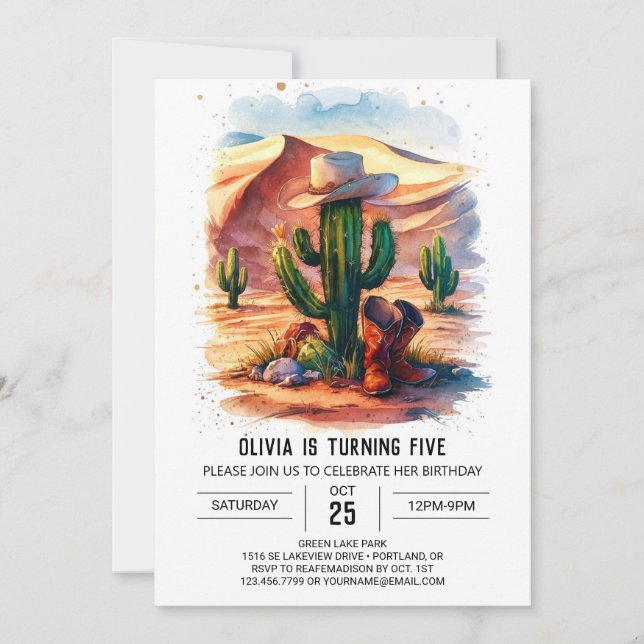 Simple Boho Cowboy Birthday Invitation (Front)