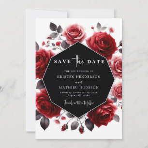 Simple Boho Crimson Red Wedding Save The Date
