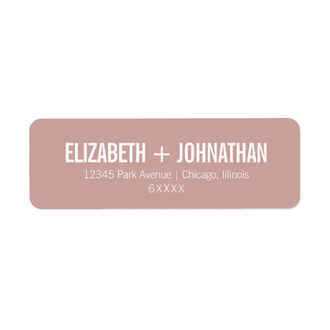 Simple Boho Dusty Rose Typography Wedding Address (Front)