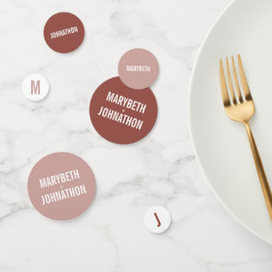 Simple Boho Dusty Rose Typography Wedding Confetti