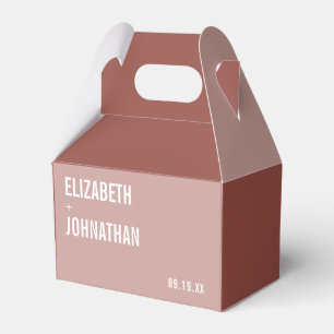 Simple Boho Dusty Rose Typography Wedding Favour Box