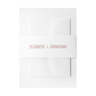 Simple Boho Dusty Rose Typography Wedding Invitation Belly Band
