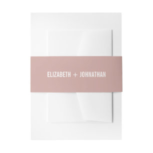 Simple Boho Dusty Rose Typography Wedding Invitation Belly Band