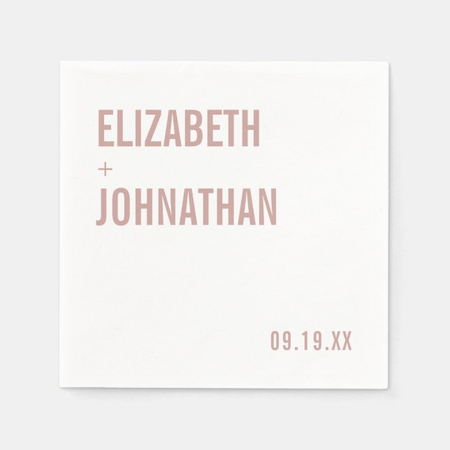 Simple Boho Dusty Rose Typography Wedding Napkin (Front)