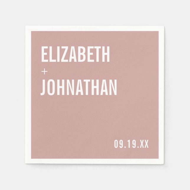 Simple Boho Dusty Rose Typography Wedding Napkin (Front)