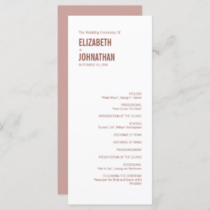 Simple Boho Dusty Rose Typography Wedding Program Programme