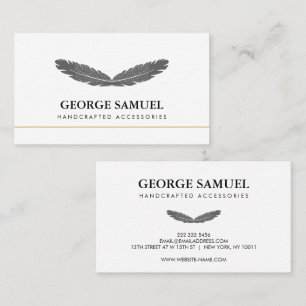 Simple Boho Feather Jewelry Designer Artist White Business Card