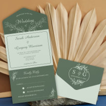 Simple Boho Floral All in One Wedding Invite