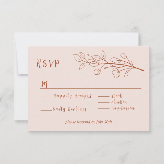 Simple Boho Floral Terracotta RSVP Card (Front)
