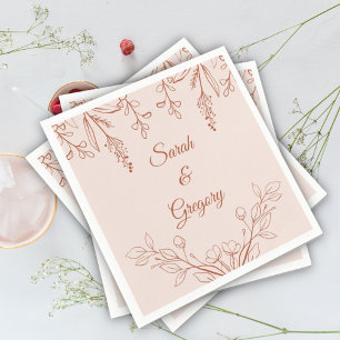 Simple Boho Floral Terracotta Wedding  Napkin