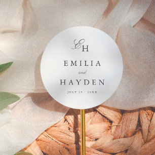 Simple Boho Initials Wedding Favour Classic Round Sticker