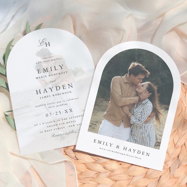 Simple Boho Minimalist Arch Photo Wedding Invitation (Creator Uploaded)