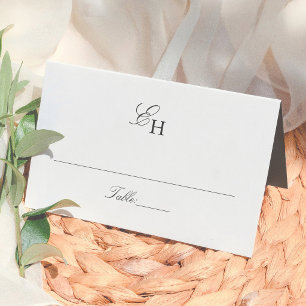 Simple Boho Minimalist Monogram Wedding Place Card