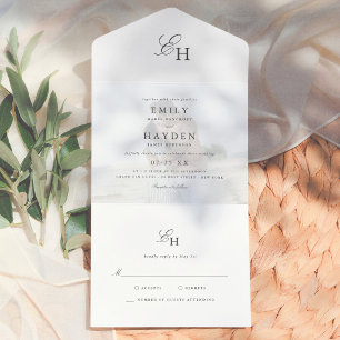Simple Boho Minimalist Photo Wedding All In One Invitation